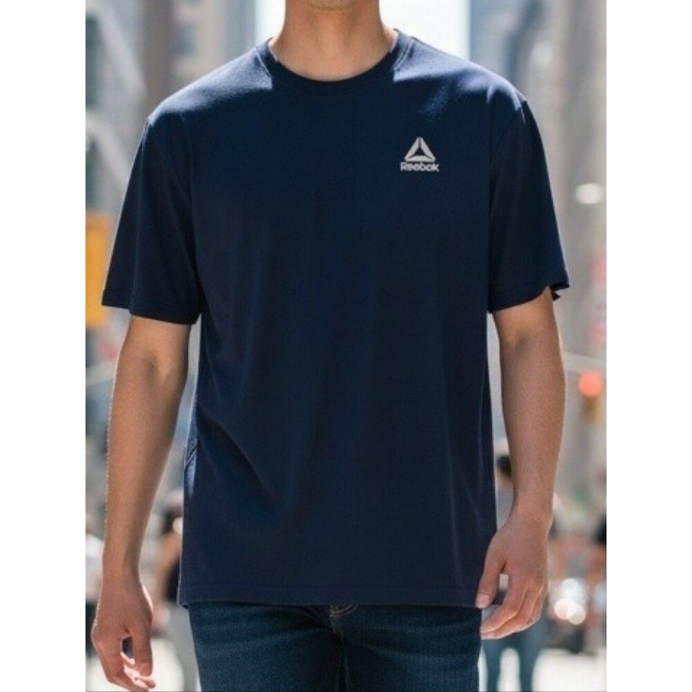 Reebok Men's Navy Blue Athletic T-Shirt Short Sleeve Activewear Tee Medium